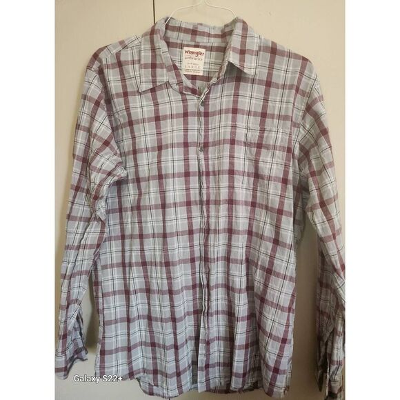 Wrangler Other - M14 Wrangler Authentics western burgundy/gray plaid button-up long sleeve